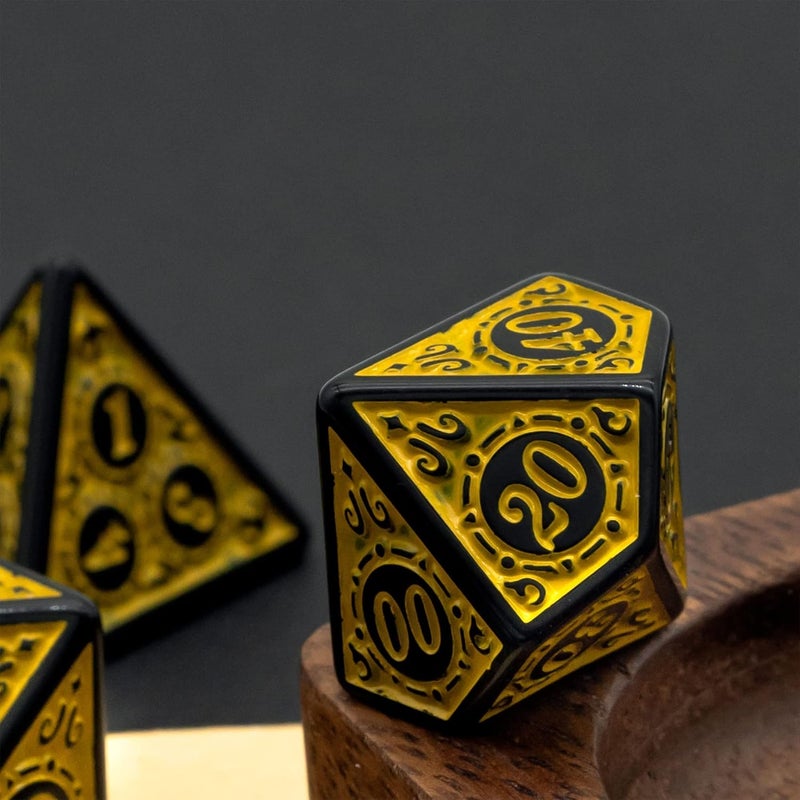 Poludie Dice Set D&D-DND Polyhedral Dice (7 Pcs) with Gift Dice Bag for Dungeons and Dragons Role Playing Dice Games RPGs (Dice-Yellow with Black Edge) - Image 5
